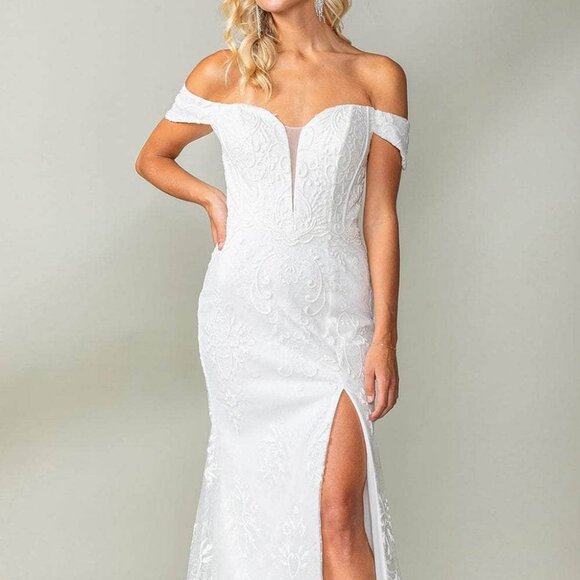 NWT  Dancing Queen 0273 Embrodered Bridal Dress Off White L - Picture 1 of 6